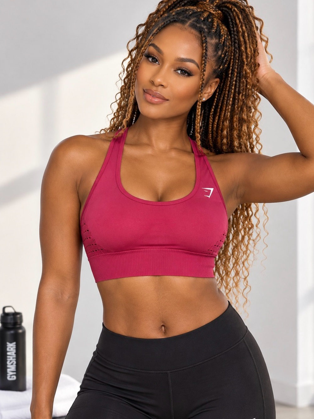 Gymshark Women's size L Seamless Sports Bra in Burgundy, Size Large
